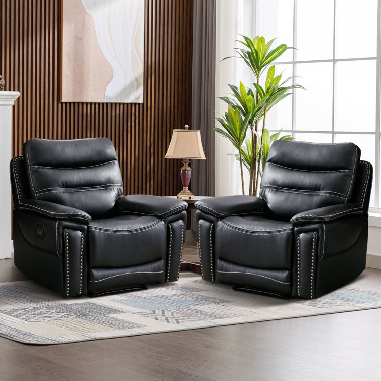 Wildon Home Chichaoua Vintage Style Leather Reclining Armchair